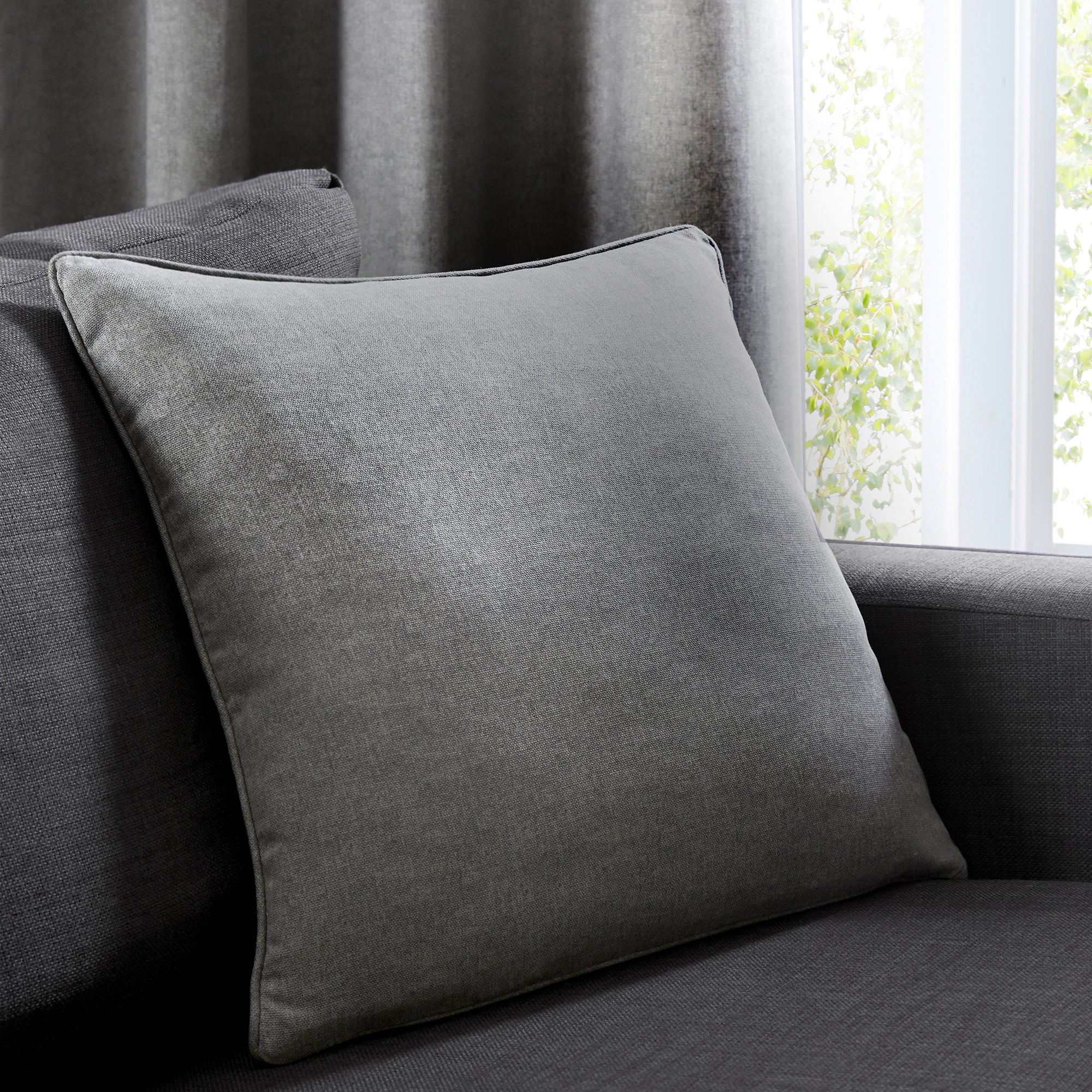Sorbonne - 100% Cotton Filled Cushion in Charcoal - by Fusion