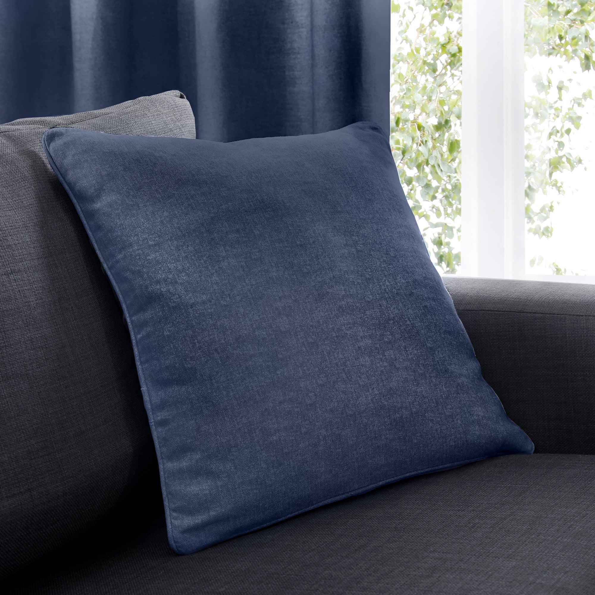 Sorbonne - 100% Cotton Filled Cushion in Navy - by Fusion
