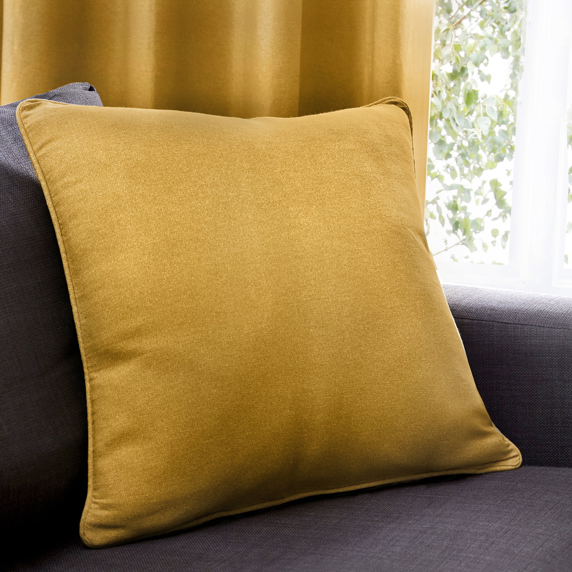 Sorbonne - 100% Cotton Filled Cushion in Ochre - by Fusion
