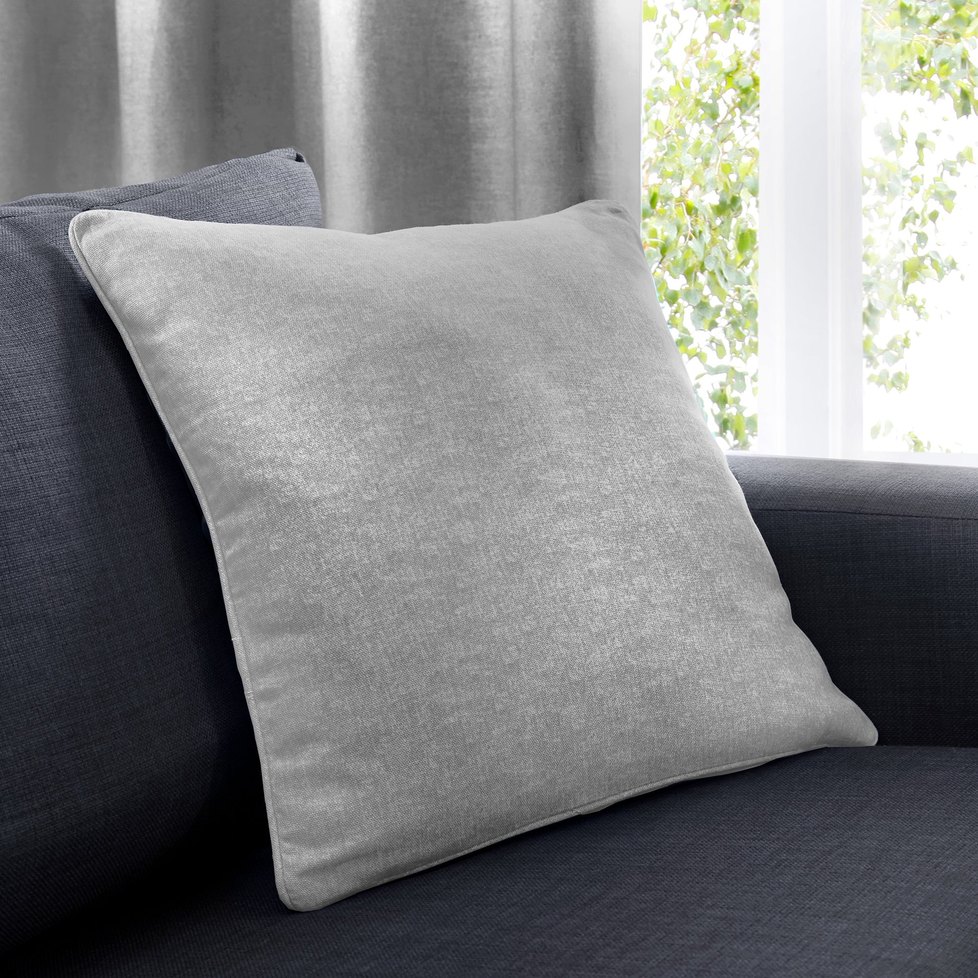 Sorbonne - 100% Cotton Filled Cushion in Silver - by Fusion