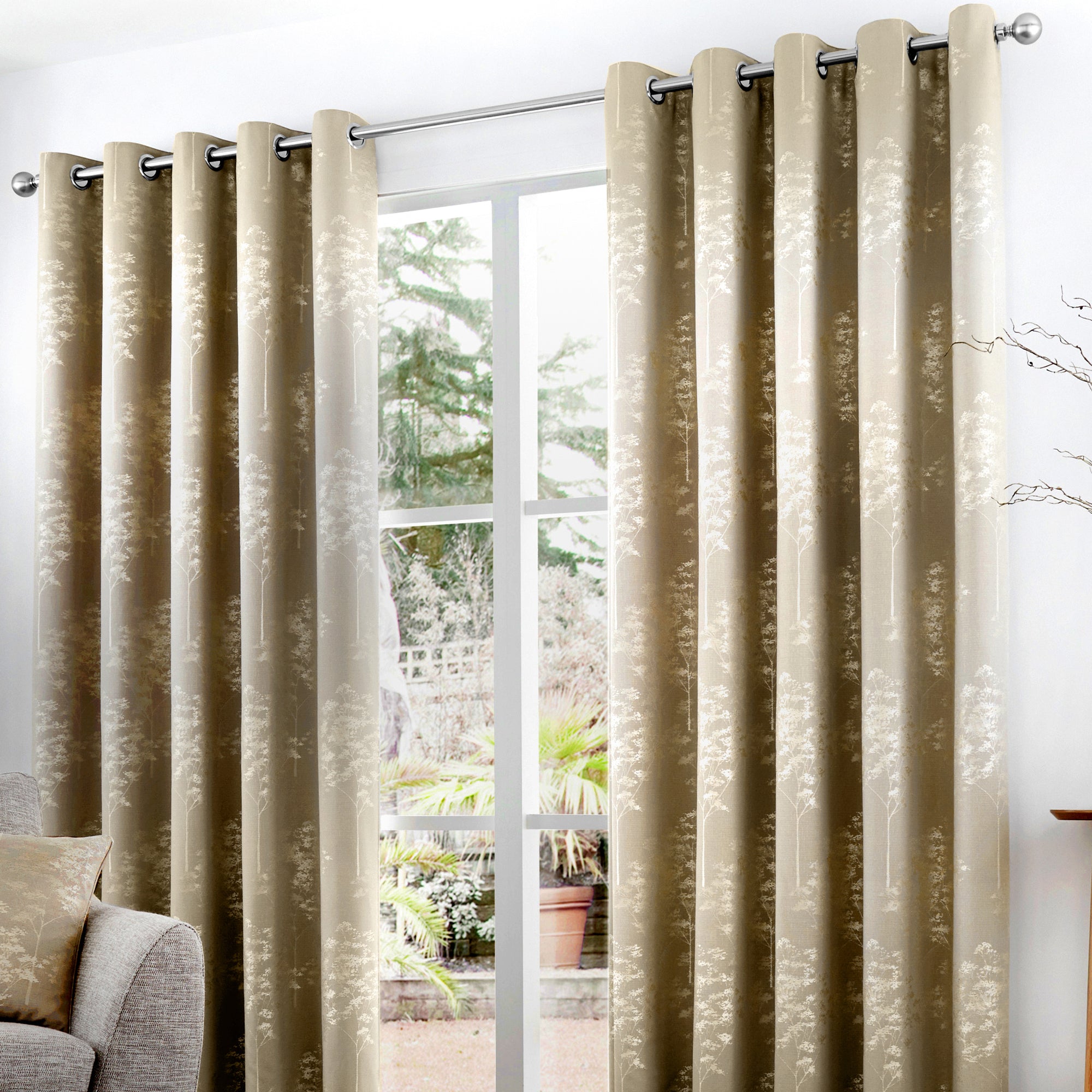 Elmwood - Lined Eyelet Curtains in Stone by Curtina