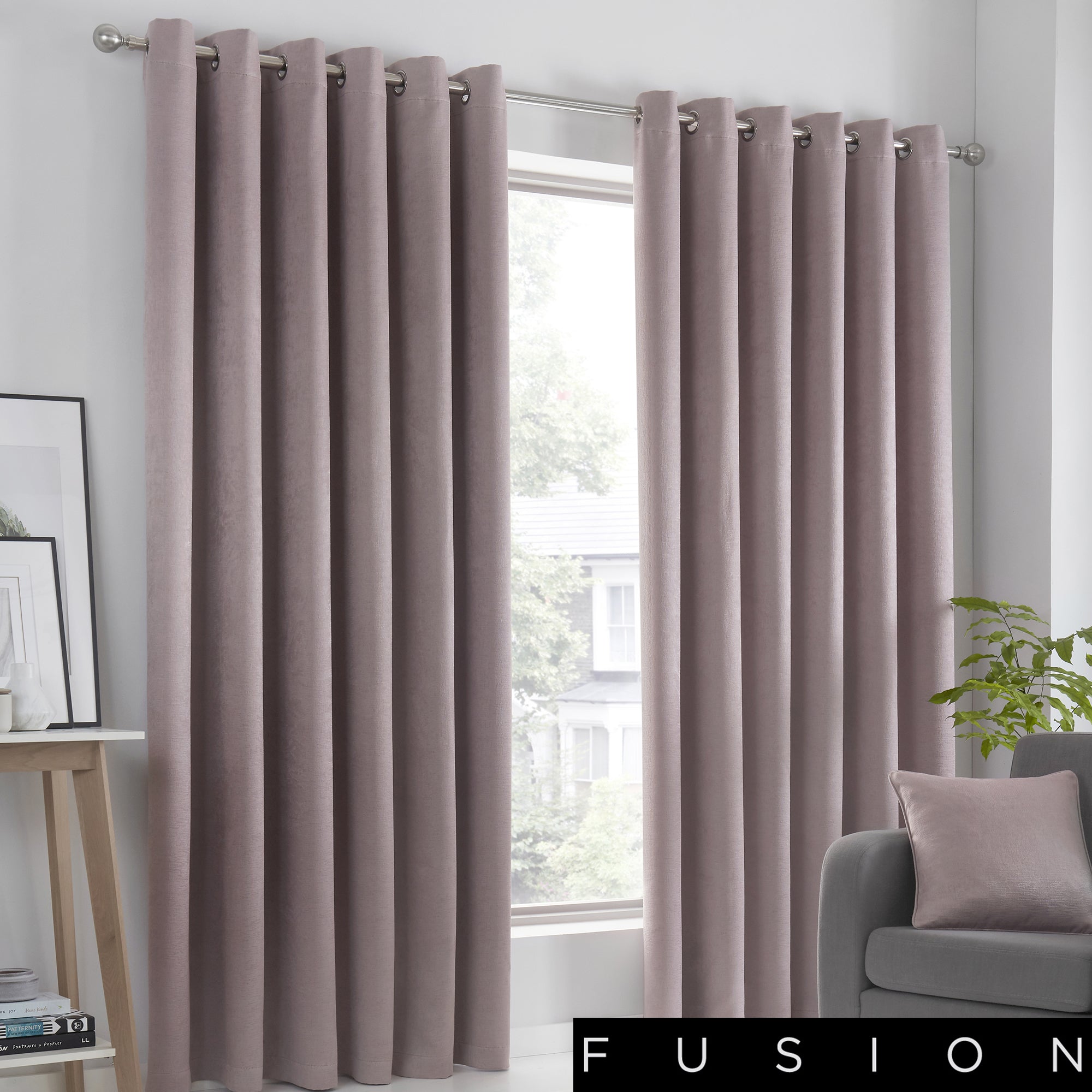 Strata - Blockout Eyelet Curtains in Blush - by Fusion
