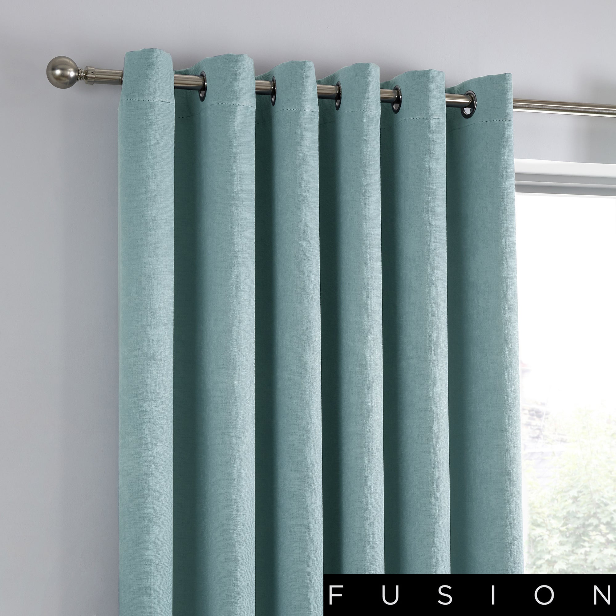 Strata - Blockout Eyelet Curtains in Duck Egg - by Fusion