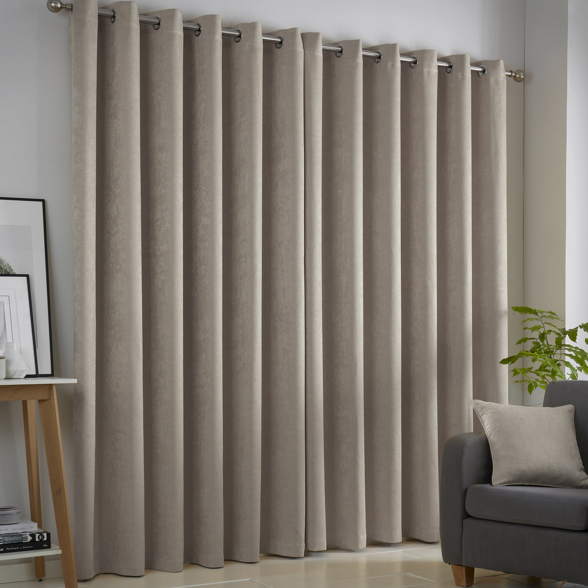Strata - Blockout Pair of Eyelet Curtains in Natural - by Fusion
