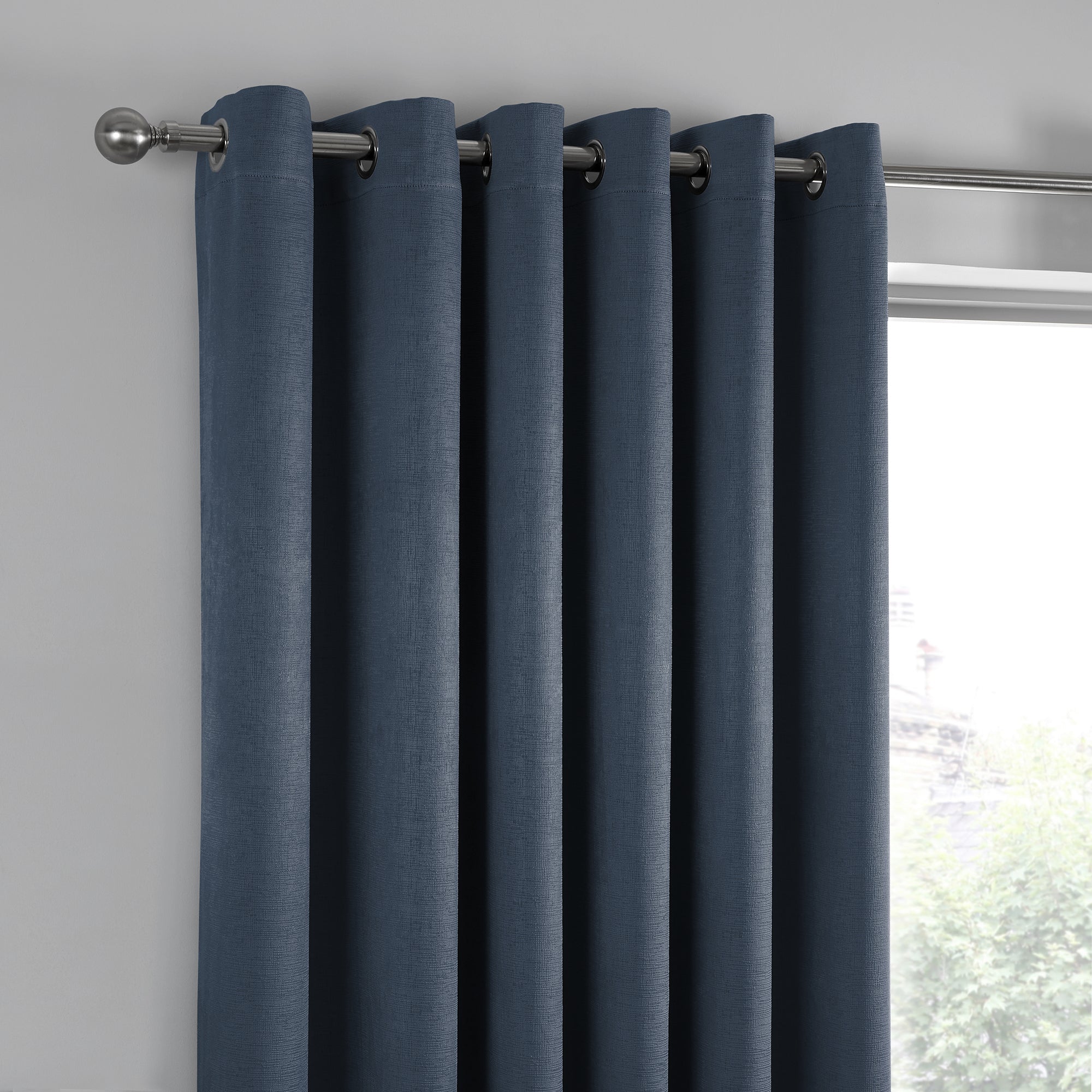 Strata - Blockout Pair of Eyelet Curtains in Navy - by Fusion