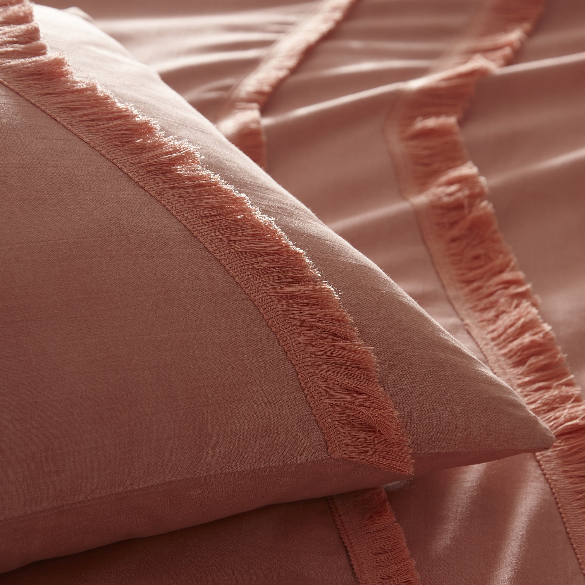 Tabitha - Tassel Relaxed Cotton Duvet Cover Set in Dark Coral - by Appletree Loft