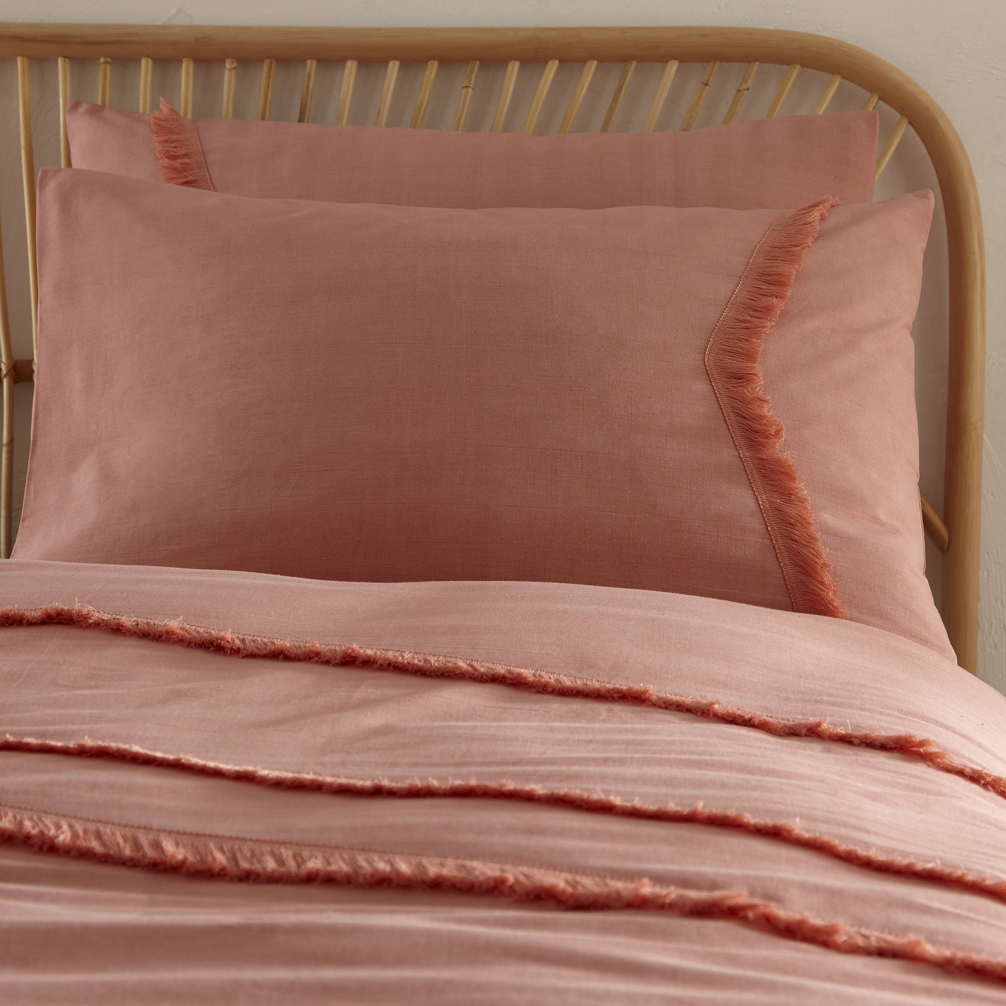 Tabitha - Tassel Relaxed Cotton Duvet Cover Set in Dark Coral - by Appletree Loft