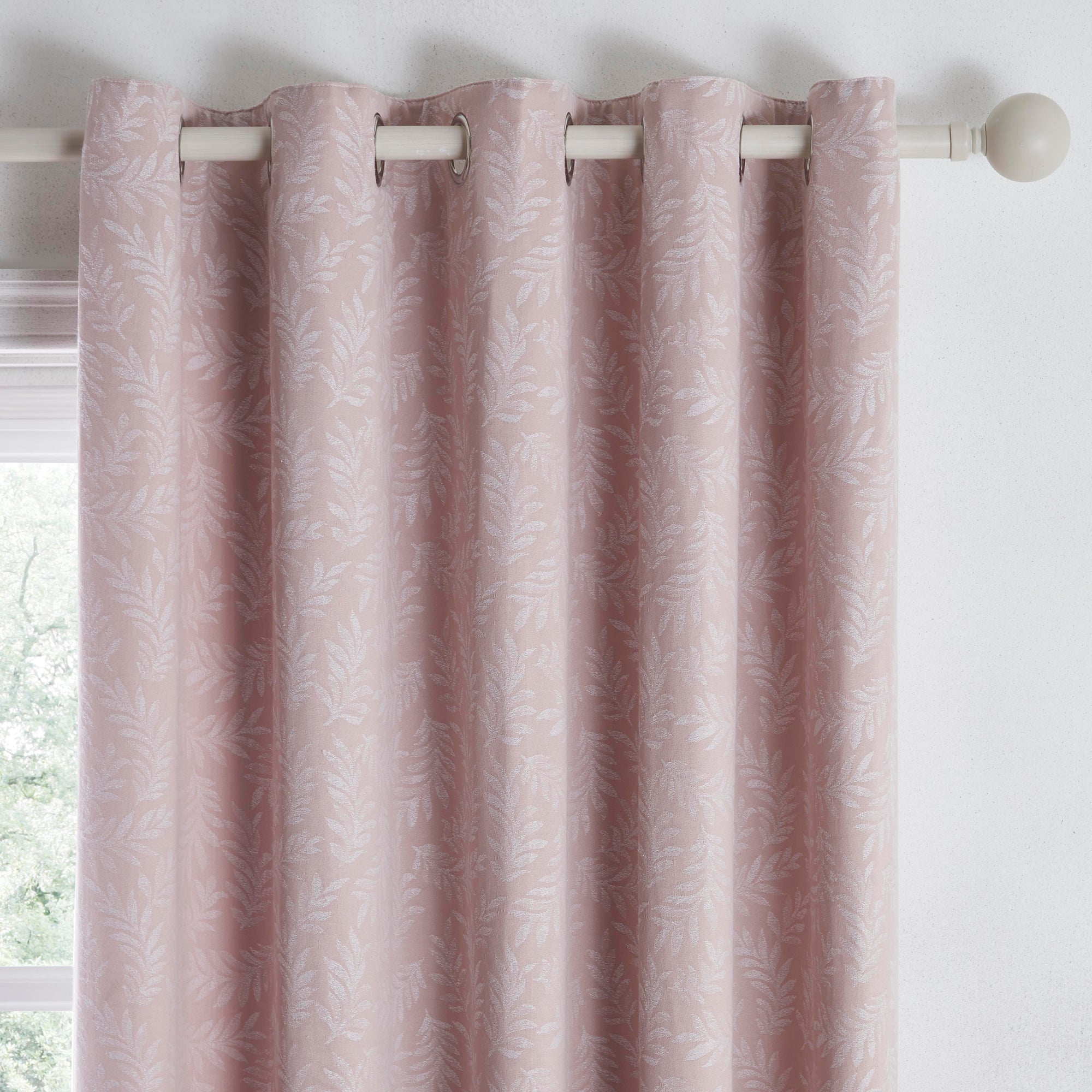 Telford - Jacquard Pair of Eyelet Curtains in Blush - by D&D Design