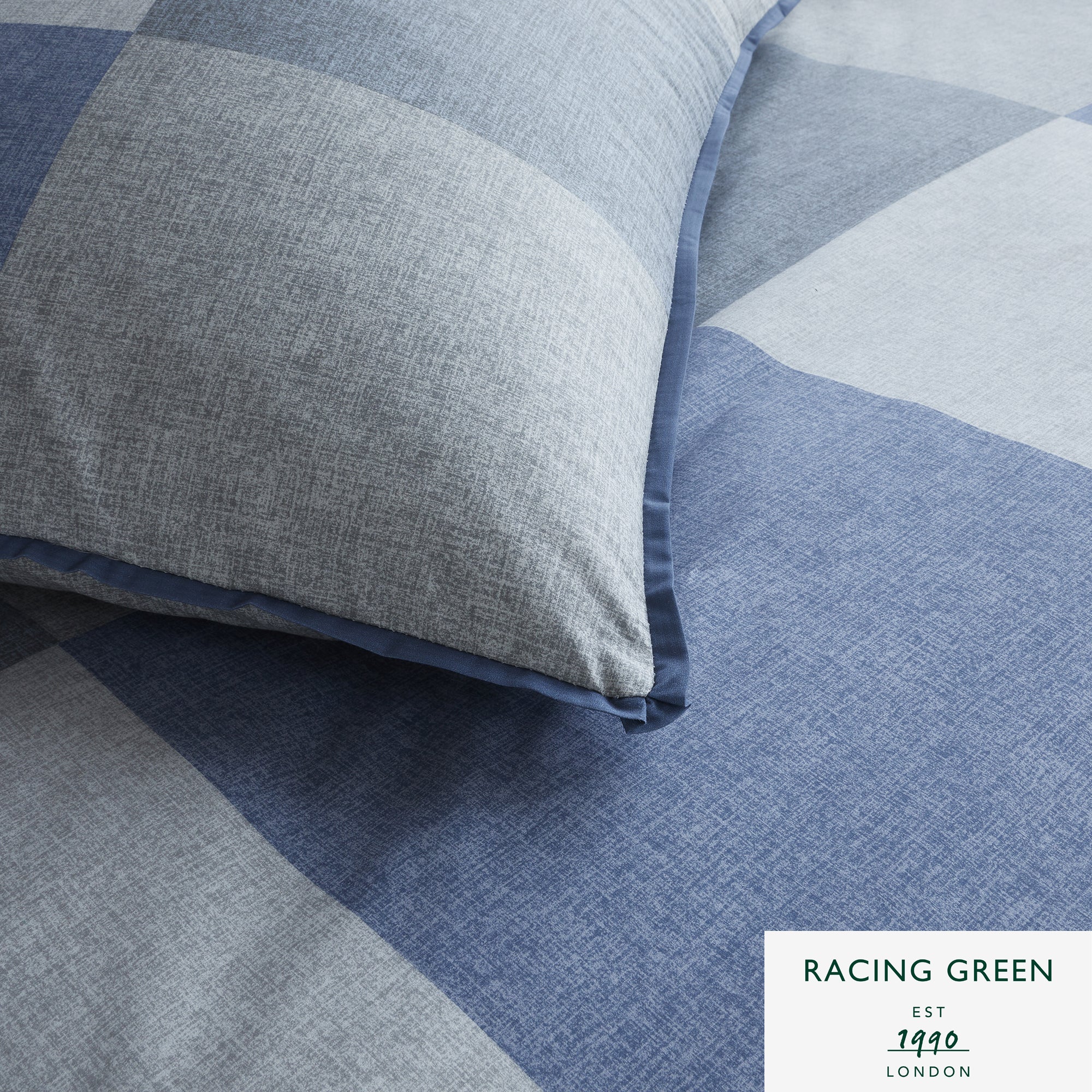 Travis - Easy Care 180 TC Duvet Set in Blue - by Racing Green