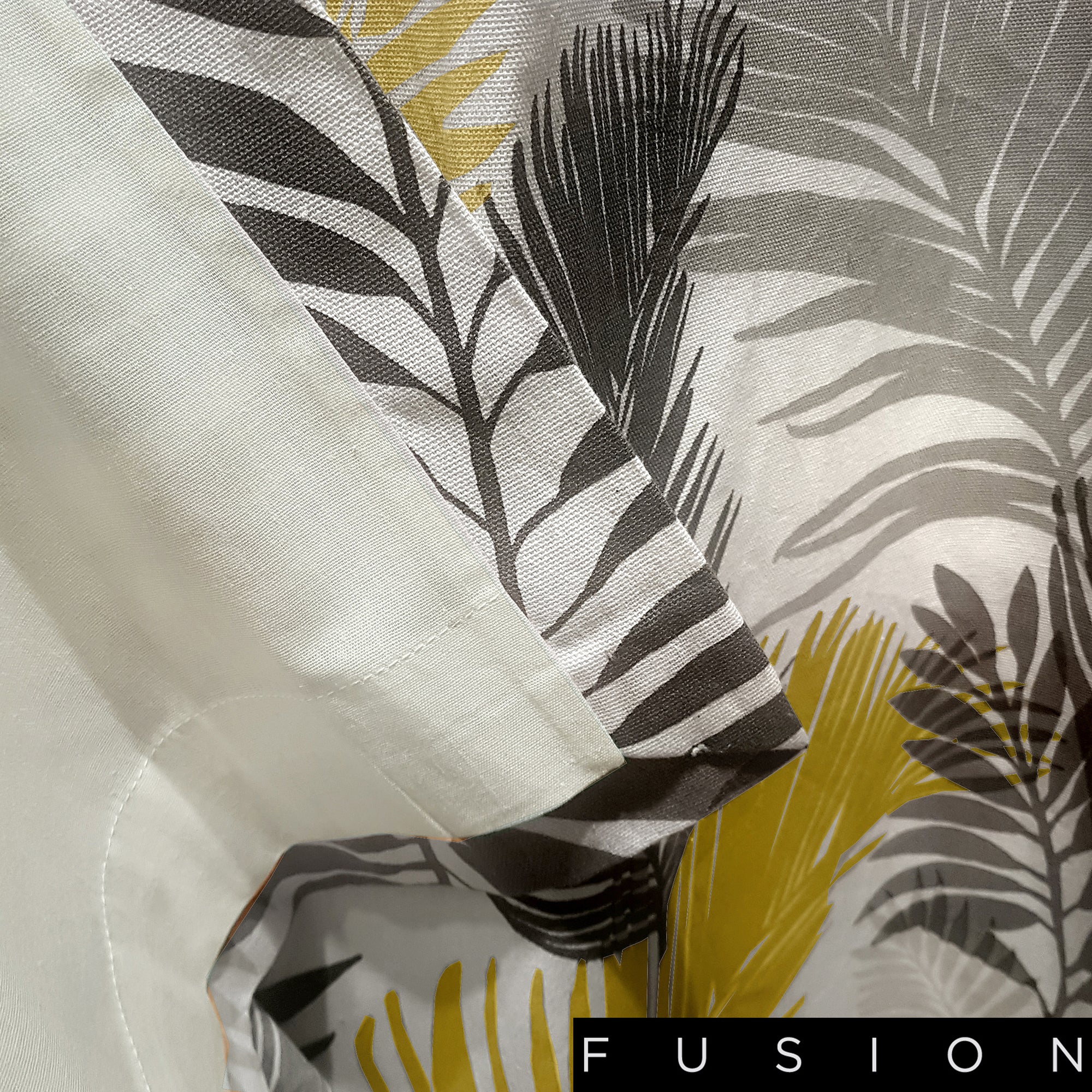 Tropical - 100% Cotton Lined Eyelet Curtains in Ochre - by Fusion