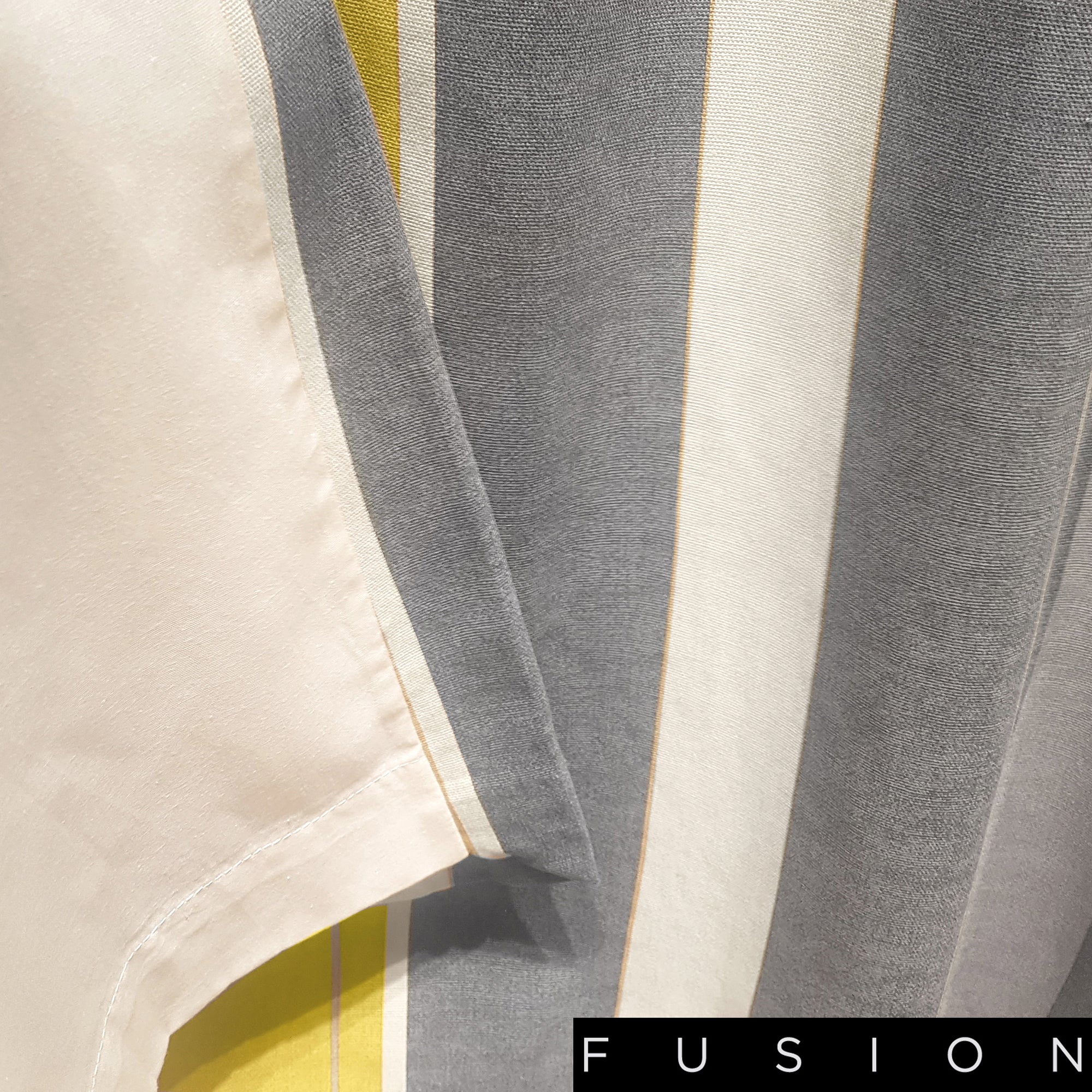 Whitworth Stripe - 100% Cotton Lined Eyelet Curtains in Ochre - by Fusion