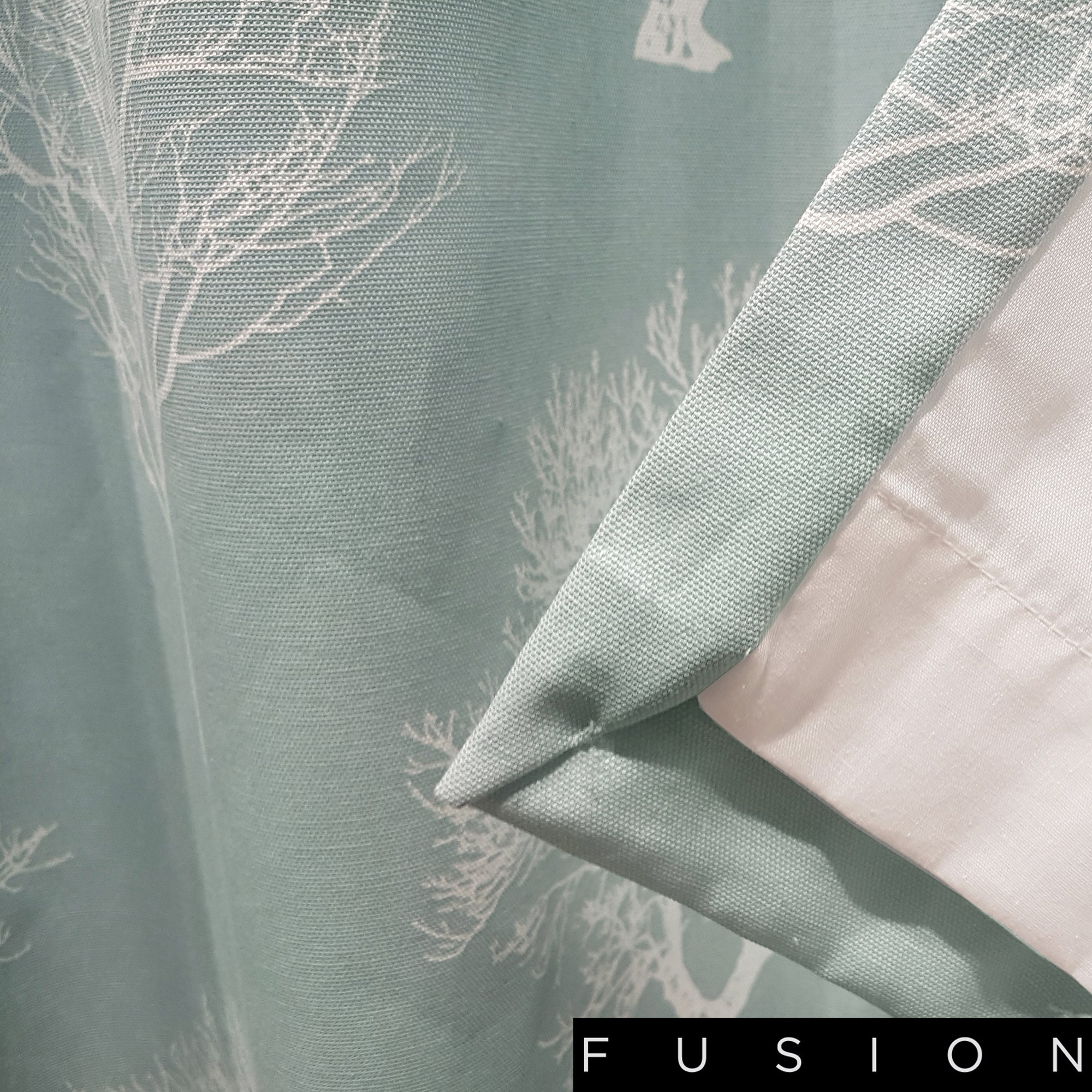 Woodland Trees - 100% Cotton Lined Eyelet Curtains in Duck Egg - by Fusion