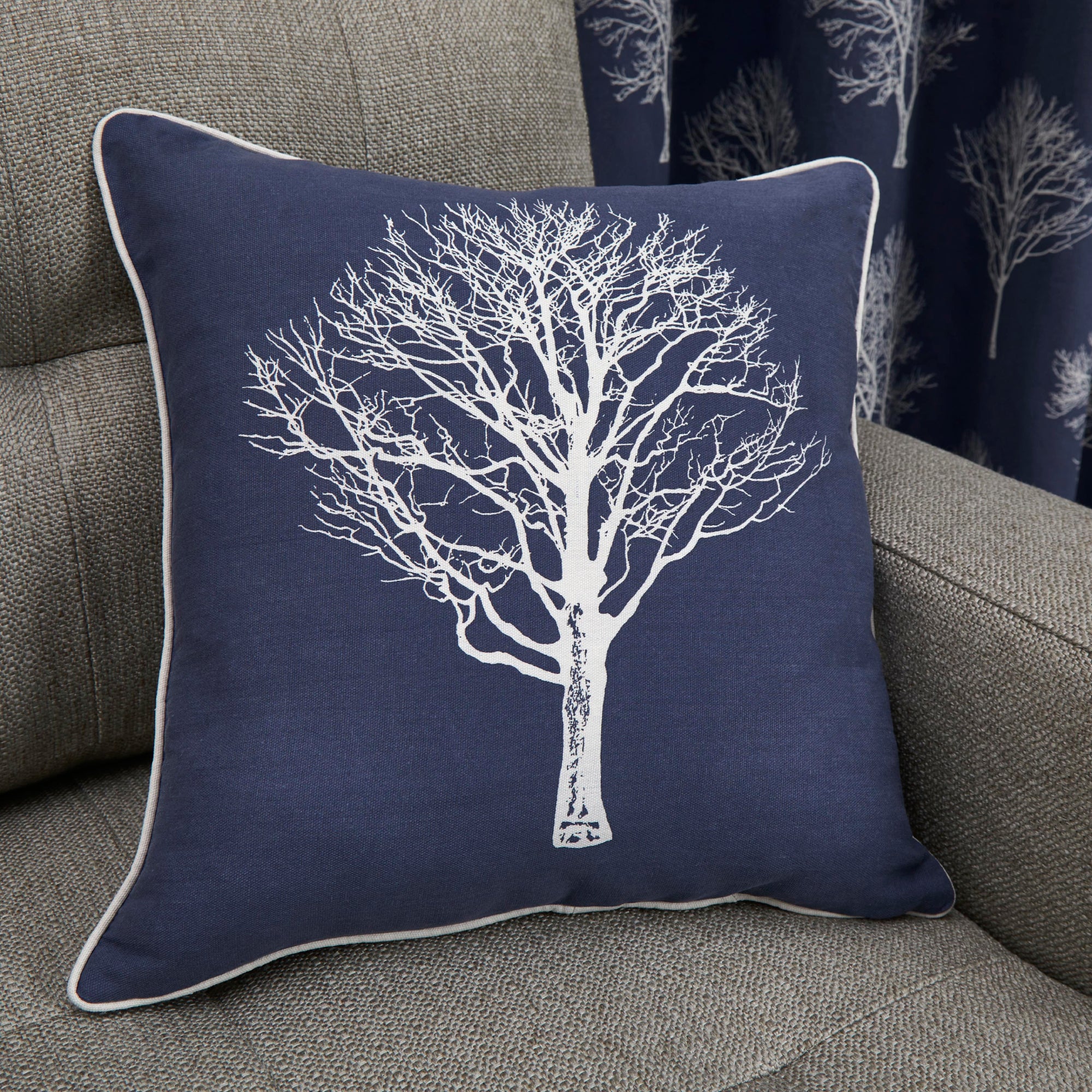 Filled Cushion Woodland Trees by Fusion in Navy